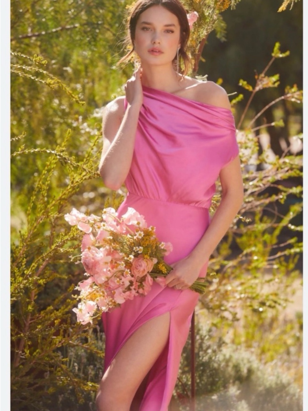 ASTR the Label Monroe One-Shoulder Satin Maxi Dress in Pink - Picture 6 of 8